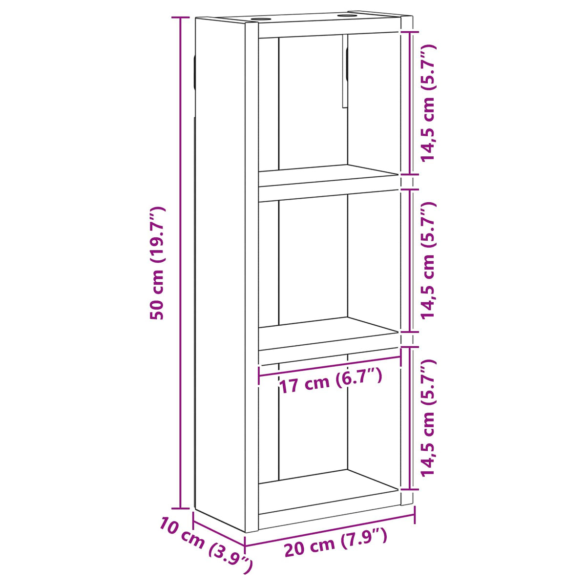 Badeværelsesvægskab Sort Eg 20 x 10 x 50 cm Konstrueret træ