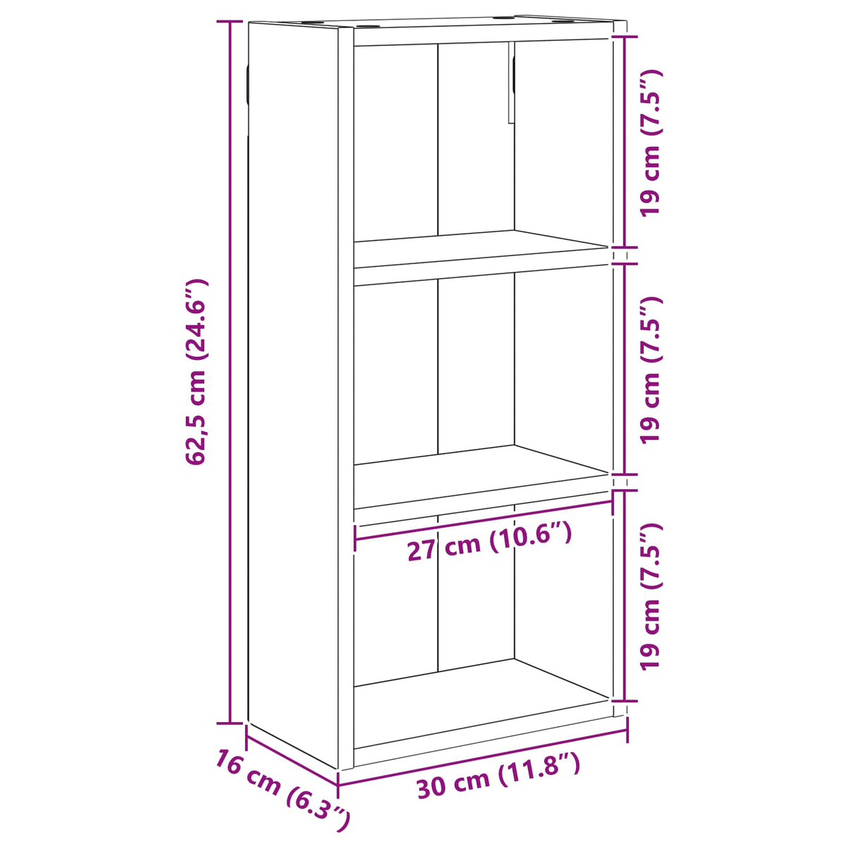 Badeværelsesvægskab Røget Eg 30 x 16 x 62,5 cm Konstrueret træ
