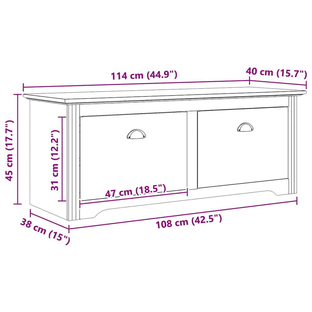 Garderobebænk BODO HonningBrun 114 x 40 x 50 cm Konstrueret træ