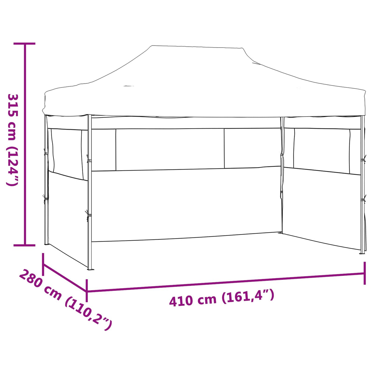 Party Tent 280 x 410 x 315 cm Cremefarvet Oxford stof