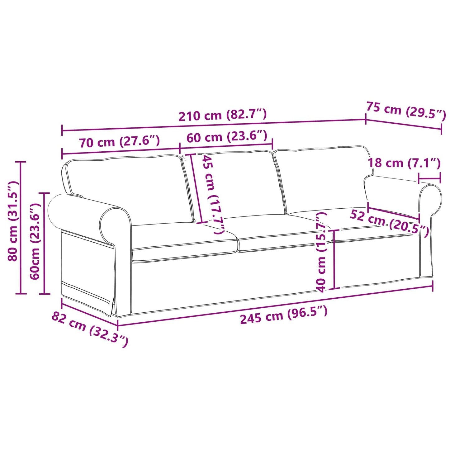 Sofa Sæt 2 stk. Mørkegrå Stof