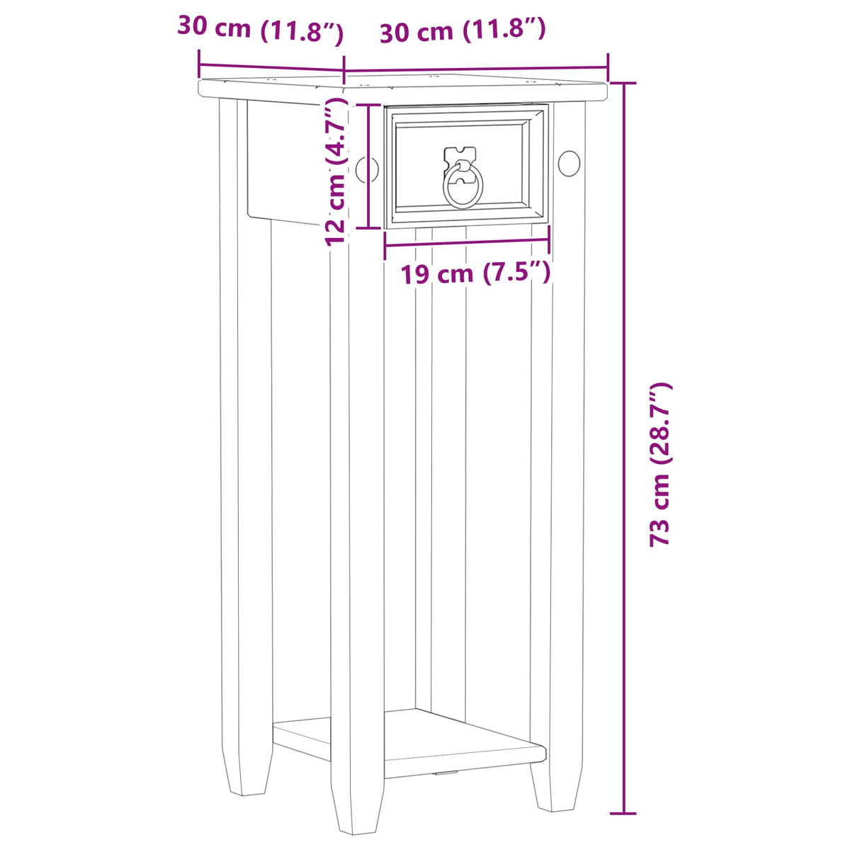 Planteholder Hvid 30 x 30 x 73 cm Massivt fyrretræ