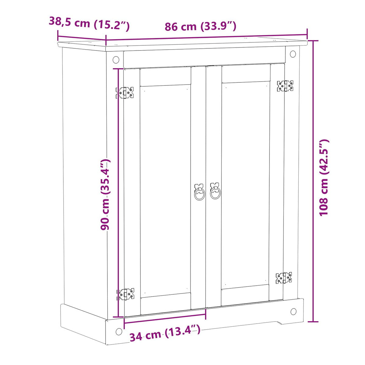 Sko skab med hylde Hvid 86 x 38,5 x 108 cm Massiv fyrretræ