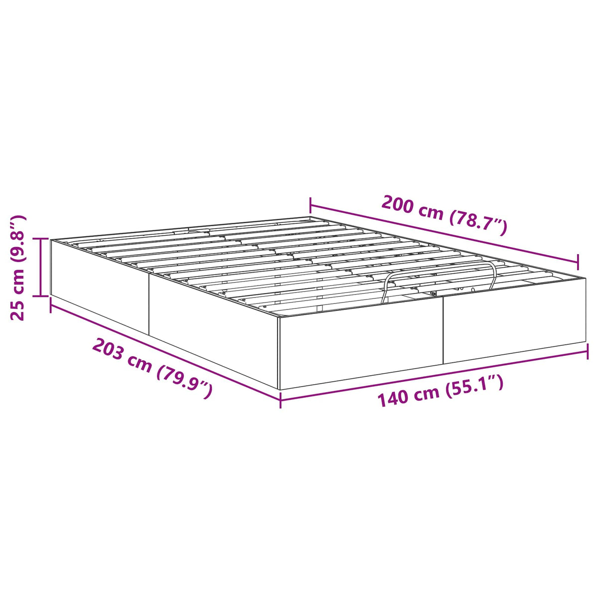 Ottoman Sengestel Røget eg 140 x 200 cm Konstrueret træ