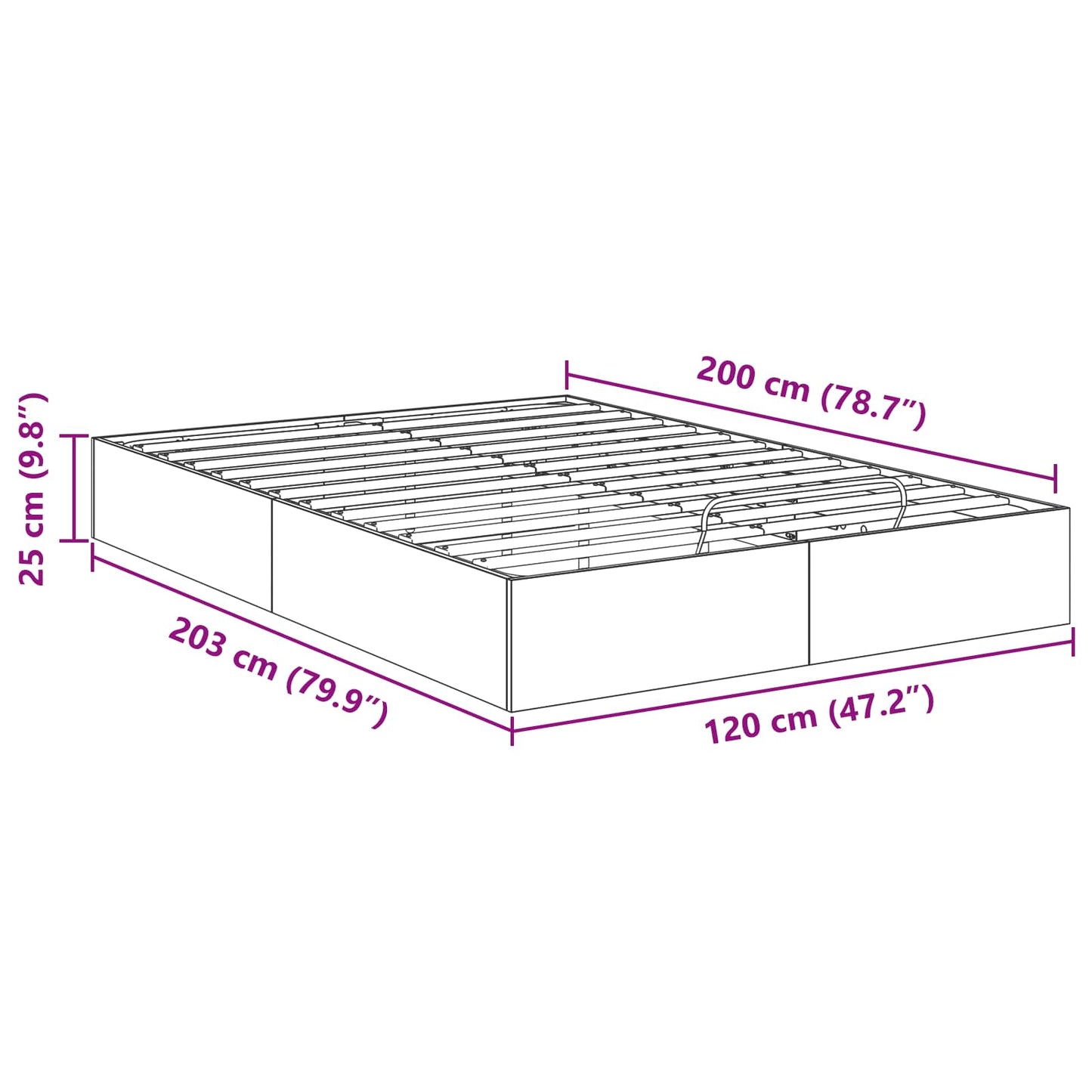 Ottoman Sengestel Røget eg 120 x 200 cm Konstrueret træ