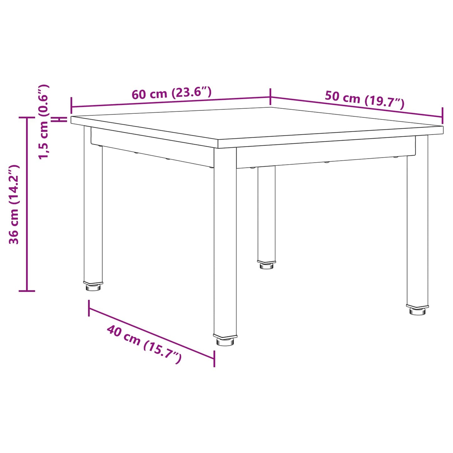 Sofabord Røget Eg 60 x 50 x 36 cm Konstrueret træ