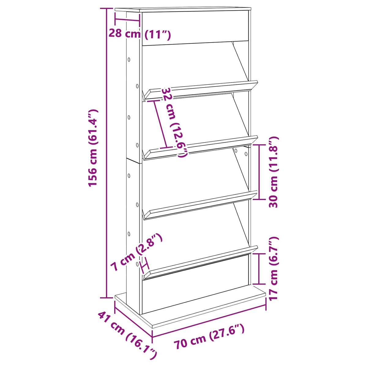 Magasin Rack Beton Grå 70 x 41 x 156 cm Konstrueret træ