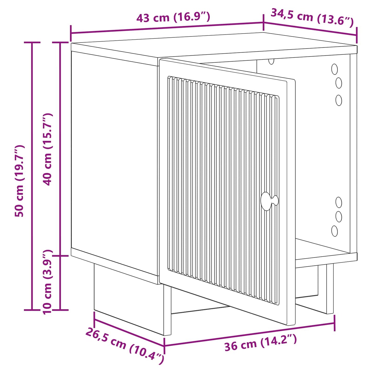 Natskab Gammelt træ 43 x 34,5 x 50 cm Konstrueret træ