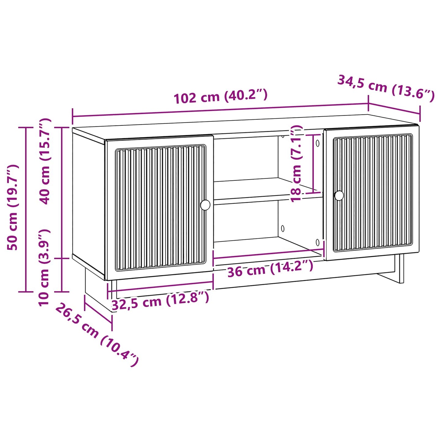 TV-skab 102 x 34,5 x 50 cm Sonoma-eg Konstrueret træ
