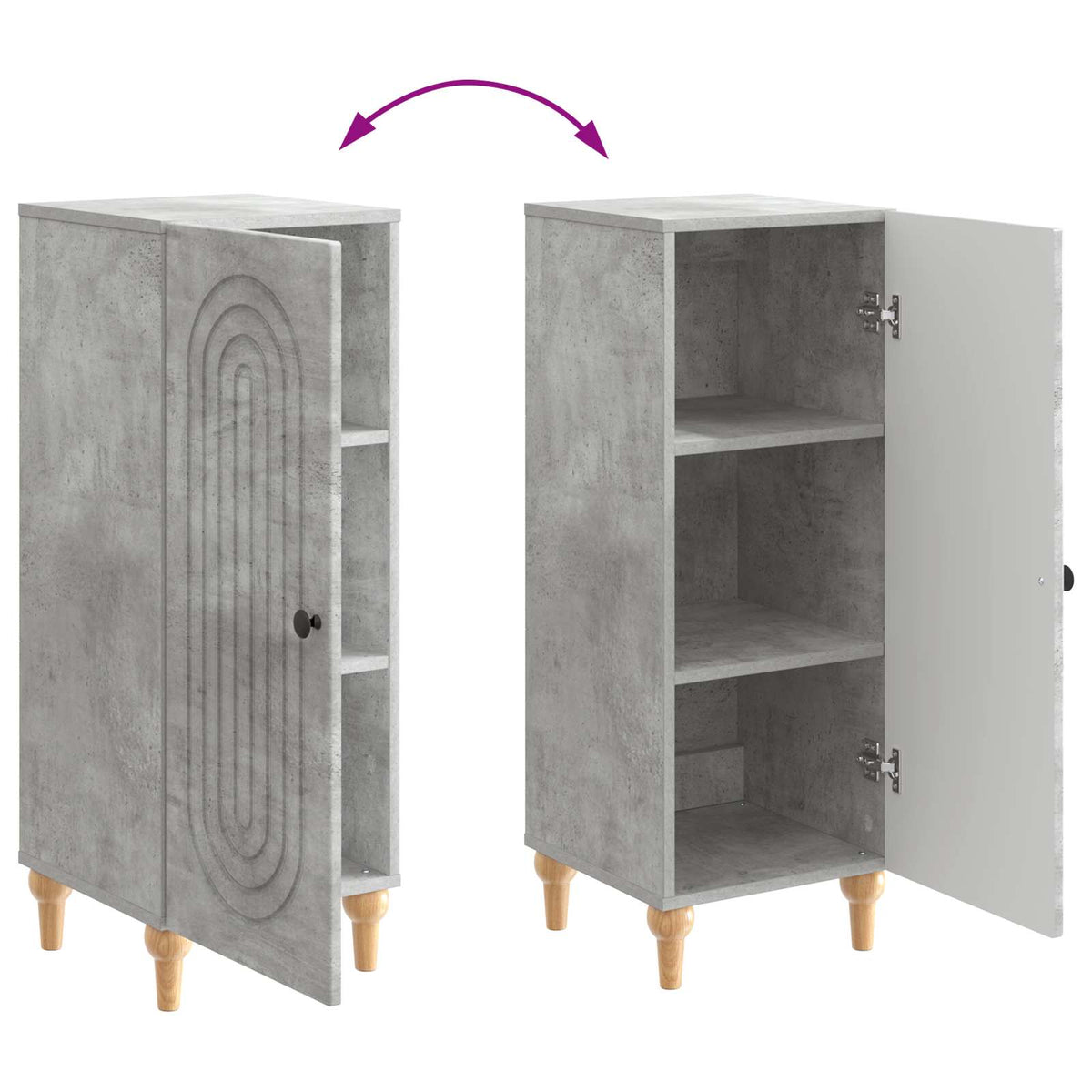 Sideboard Betongrå 33 x 34,5 x 90 cm Konstrueret træ