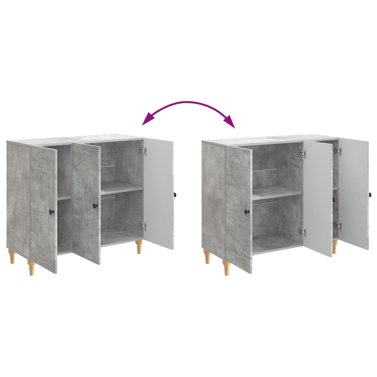 Sideboard Betongrå 89 x 34,5 x 80 cm Konstrueret træ