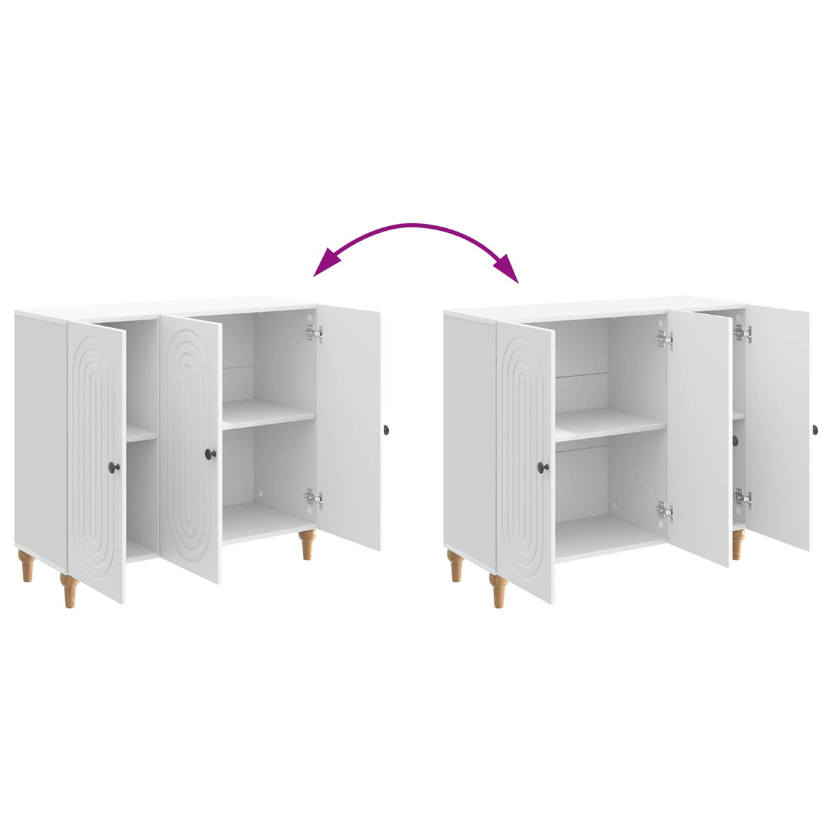 Sideboard Hvid højglans 89 x 34,5 x 80 cm Konstrueret træ