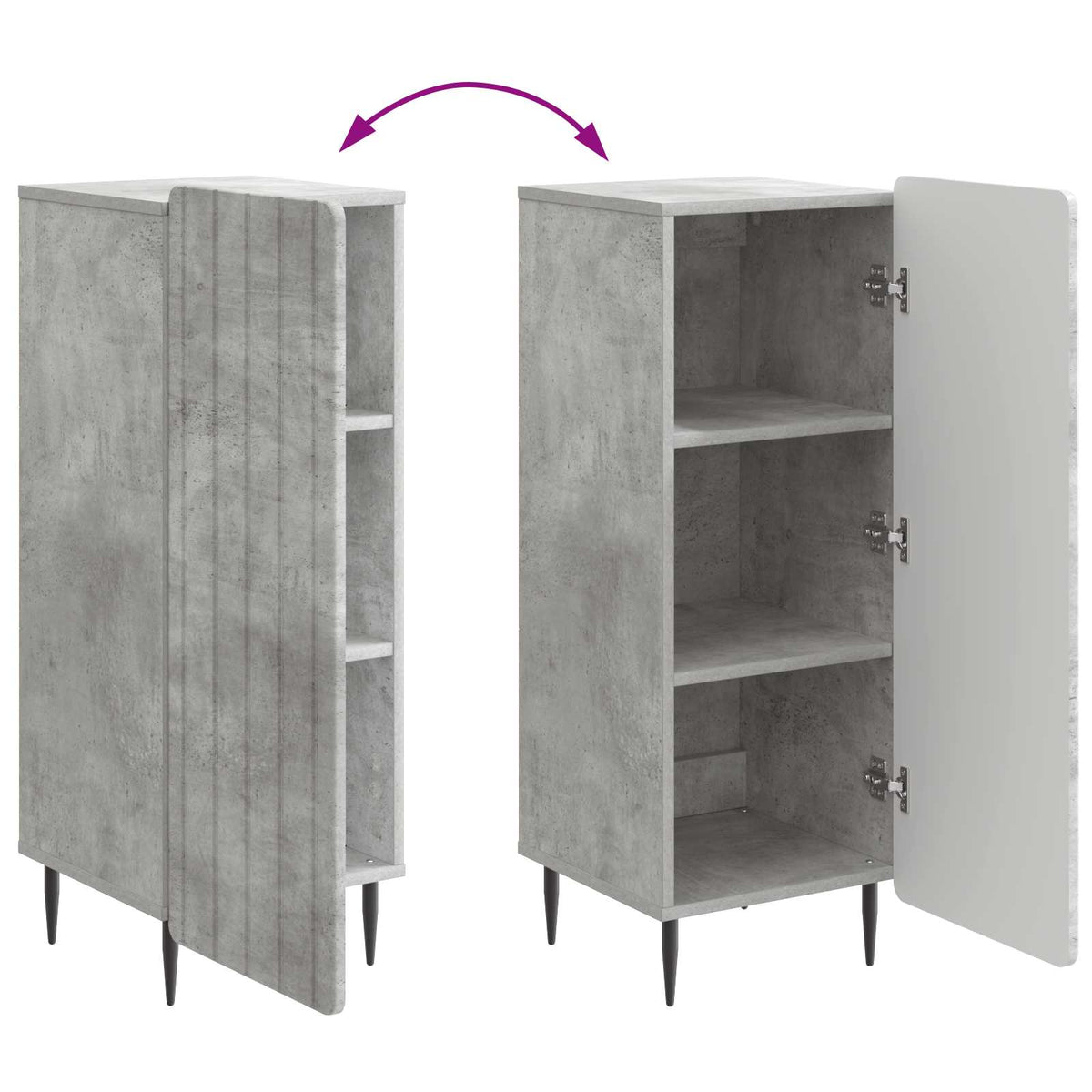 Sideboard Betongrå 34,5 x 33 x 92 cm Konstrueret træ