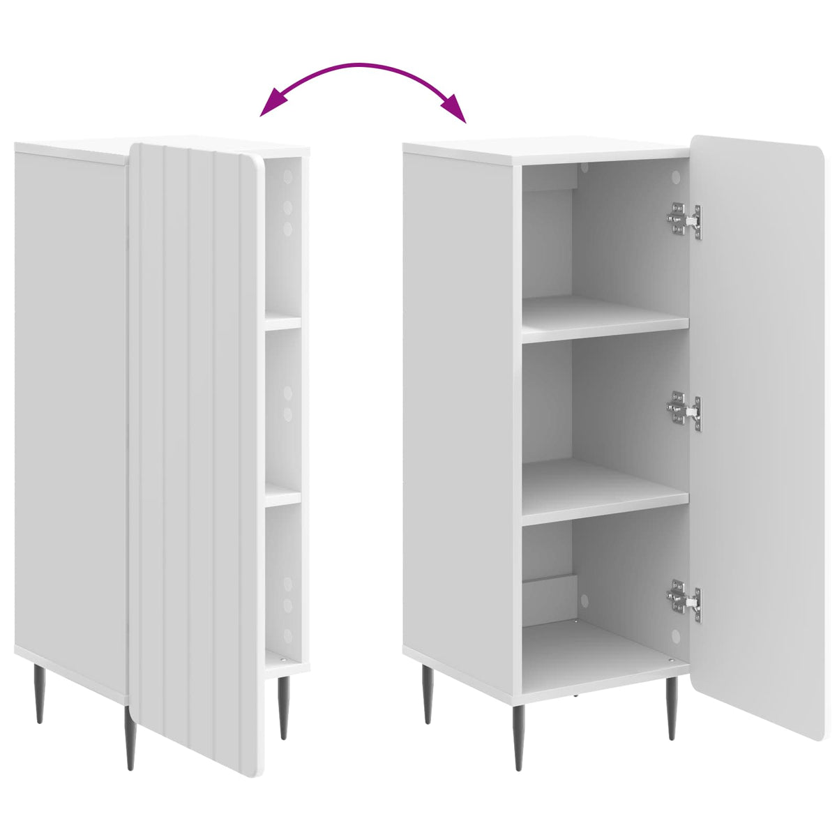 Sideboard Hvid højglans 34,5 x 33 x 92 cm Konstrueret træ