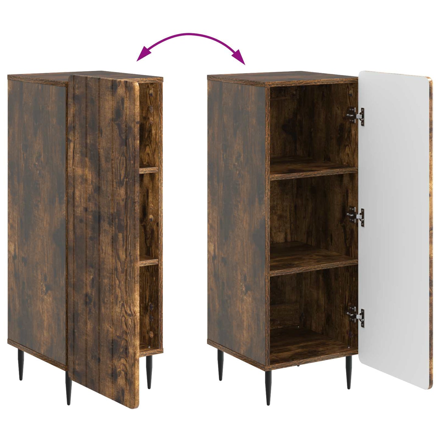 Sideboard Røget eg 34,5 x 33 x 92 cm Konstrueret træ