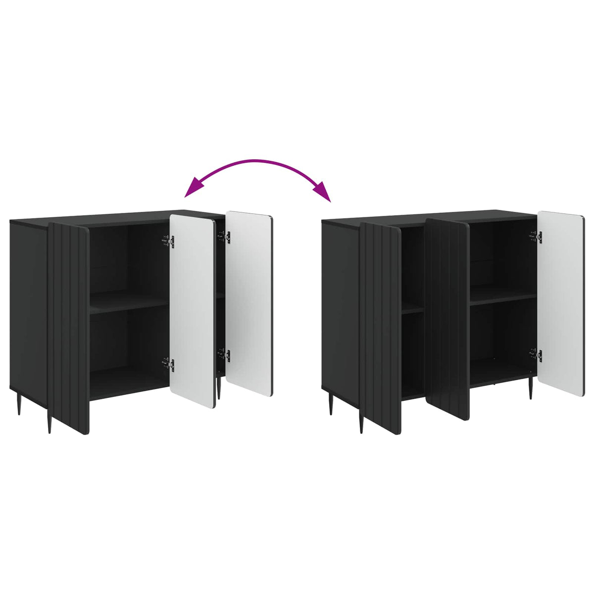 Sideboard Sort 89 x 34,5 x 82 cm Konstrueret træ
