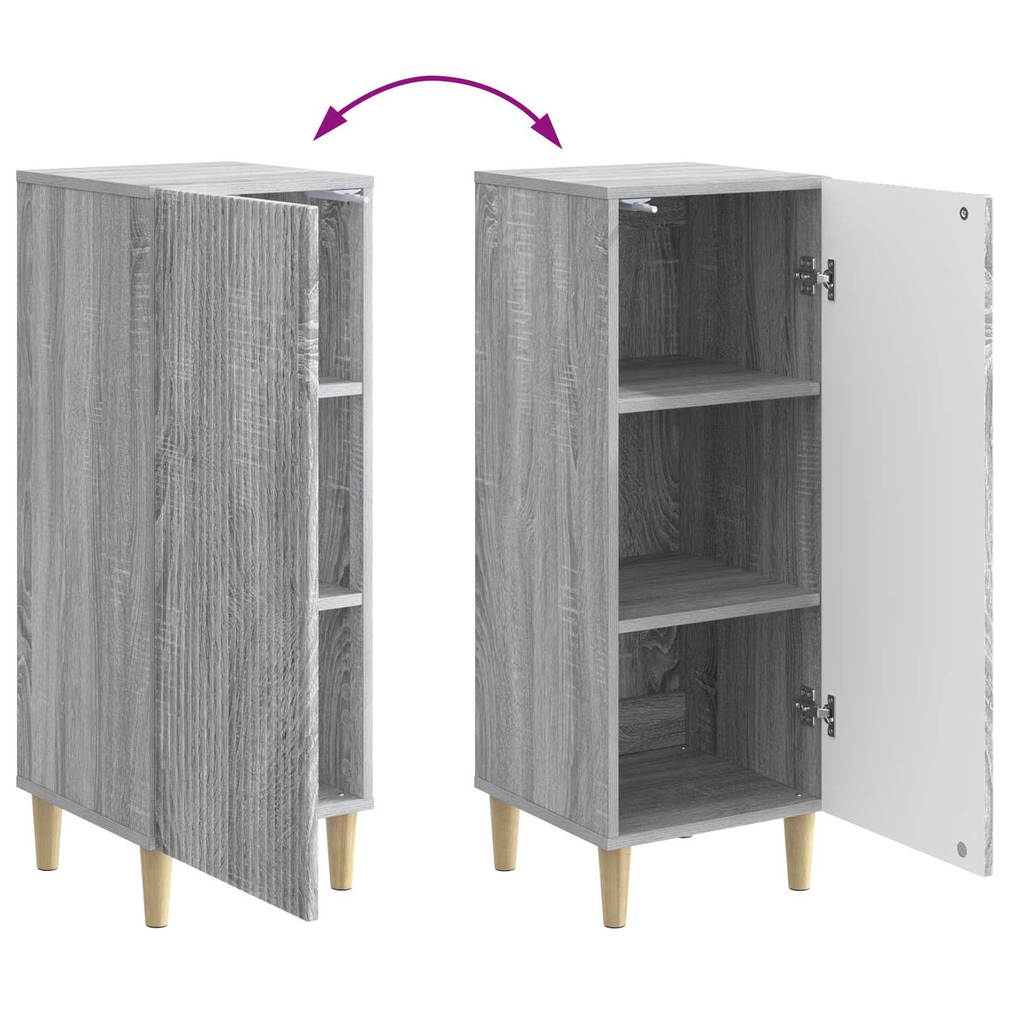 Sideboard Grå sonoma-eg 33 x 34,5 x 90 cm Konstrueret træ