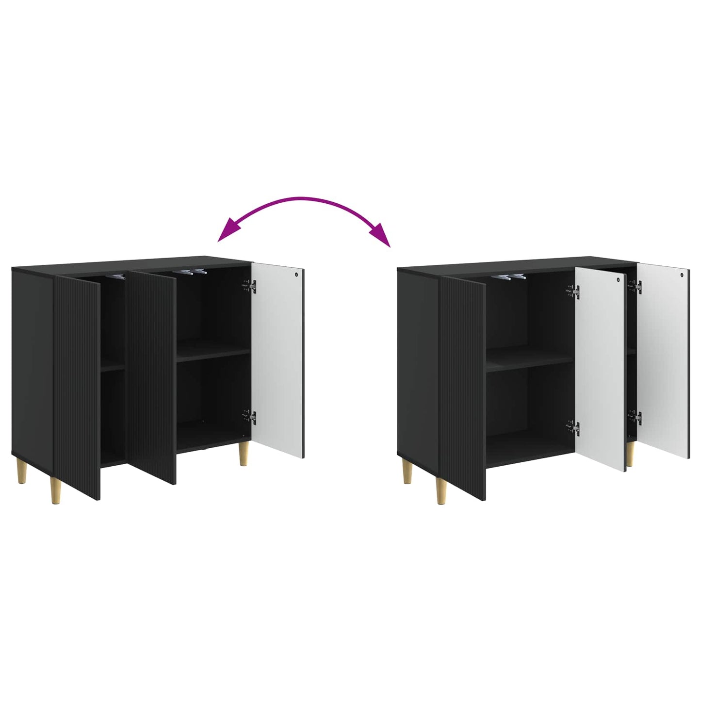 Sideboard Sort 89 x 34,5 x 80 cm Konstrueret træ