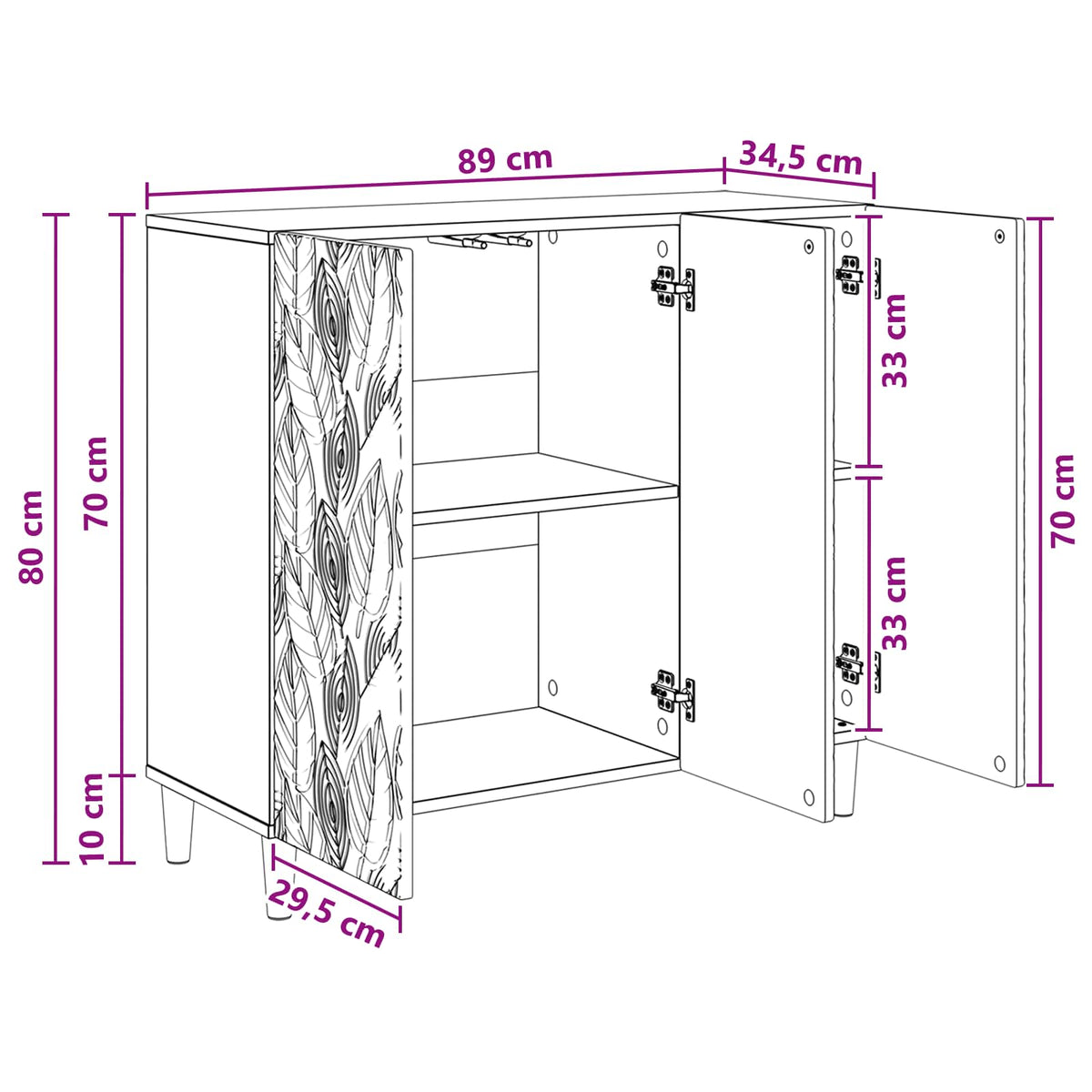 Sideboard Artisan-eg 89 x 34,5 x 80 cm Konstrueret træ