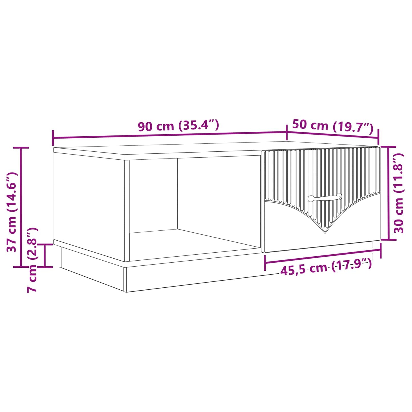 Sofabord Sort 90 x 50 x 37 cm Konstrueret træ