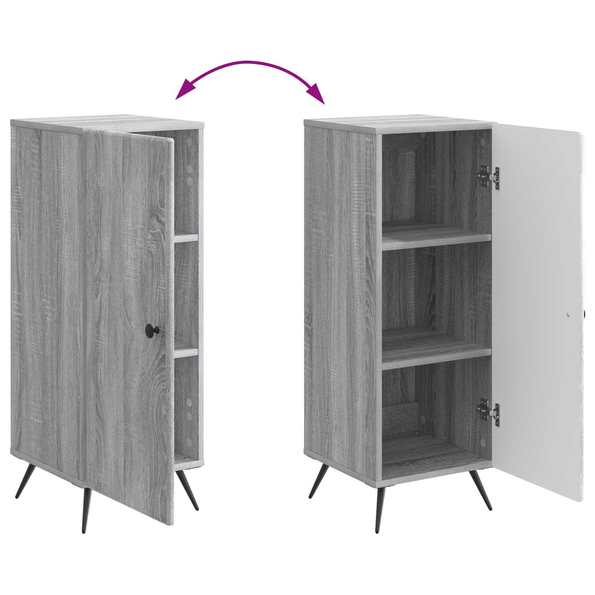 Sideboard Grå sonoma-eg 33 x 34,5 x 90 cm Konstrueret træ
