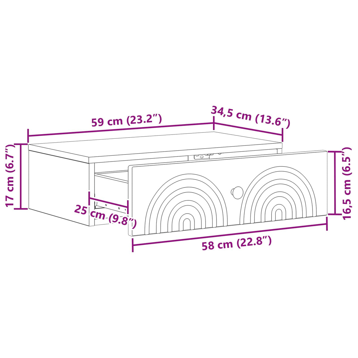 Væghængt Sideskab 59 x 34,5 x 17 cm Konstrueret træ Røget eg