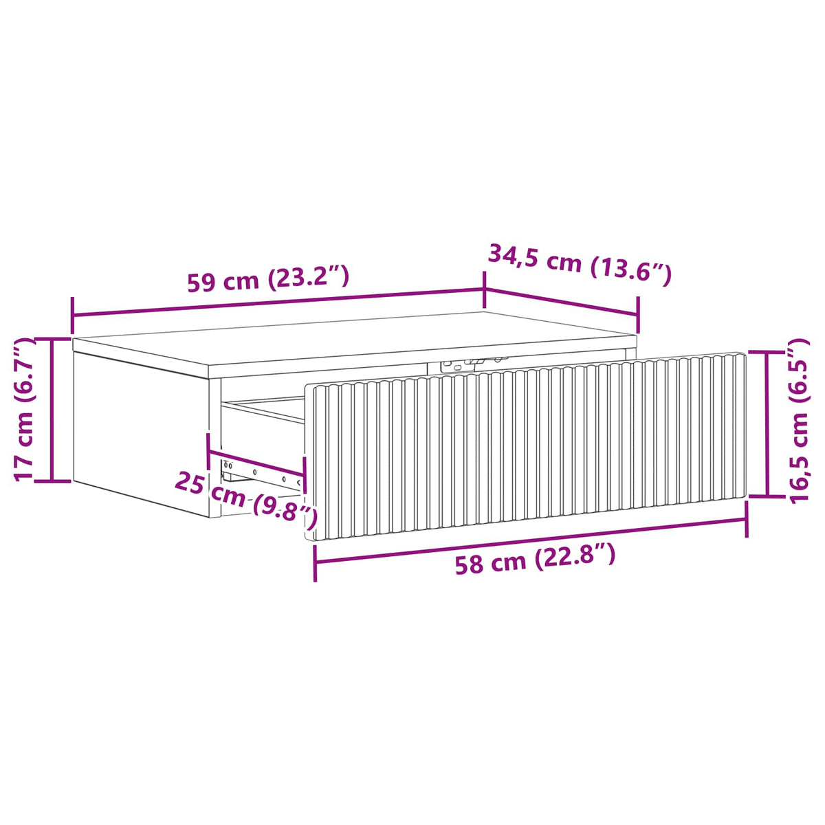 Væghængt Sideskab 59 x 34,5 x 17 cm Konstrueret træ Røget eg