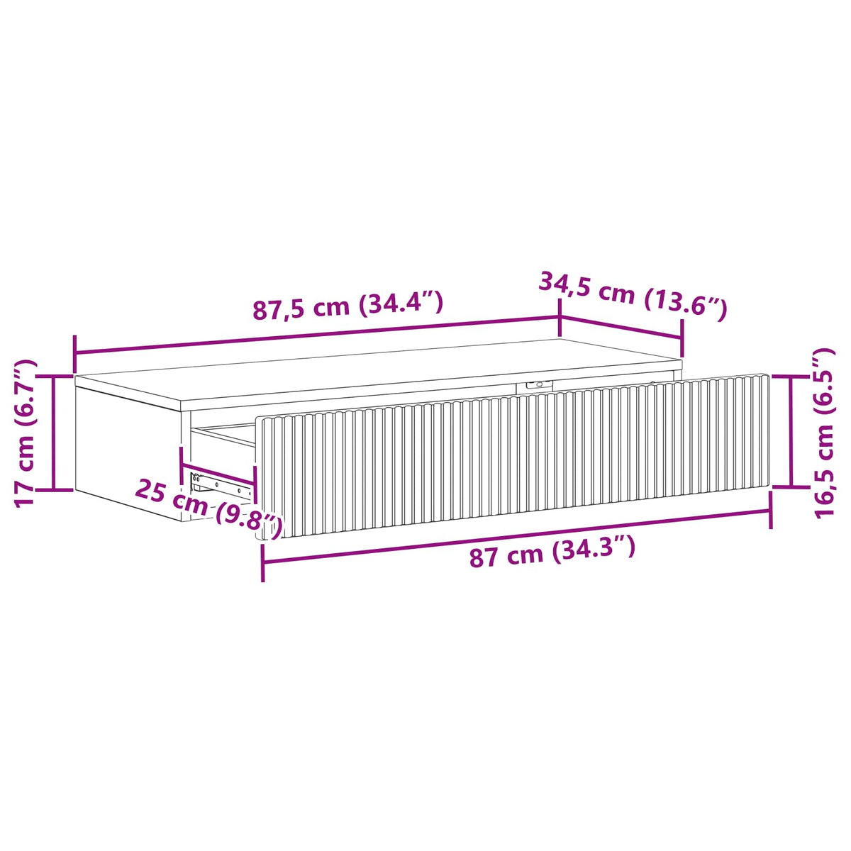 Væghængt Sideskab 87,5 x 34,5 x 17 cm Konstrueret træ