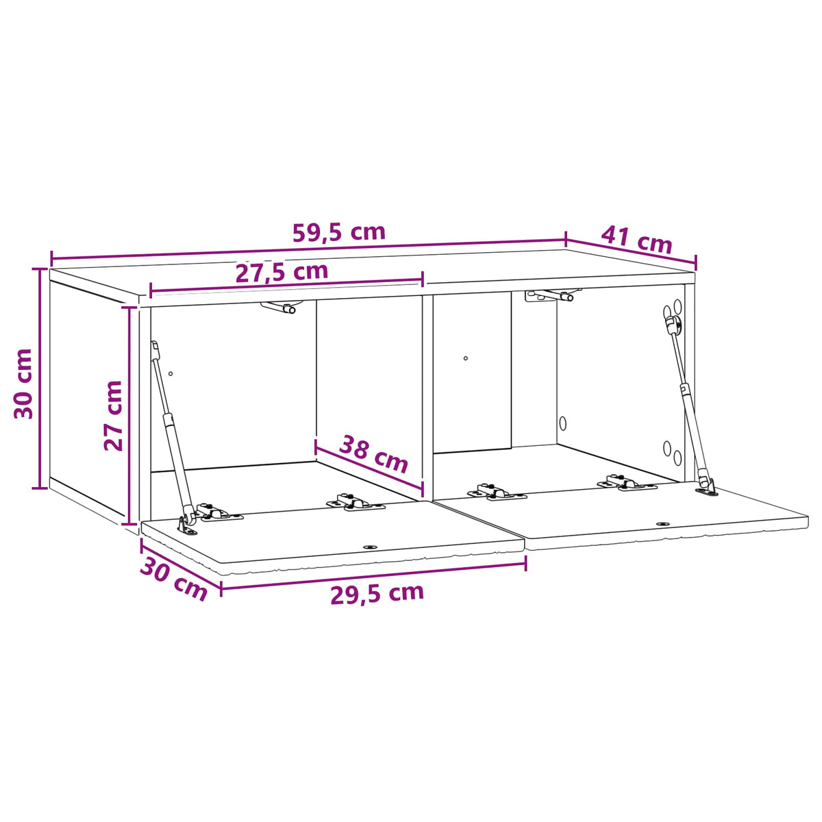 Væghængt TV-skab 59,5 x 41 x 30 cm Betongrå Konstrueret træ