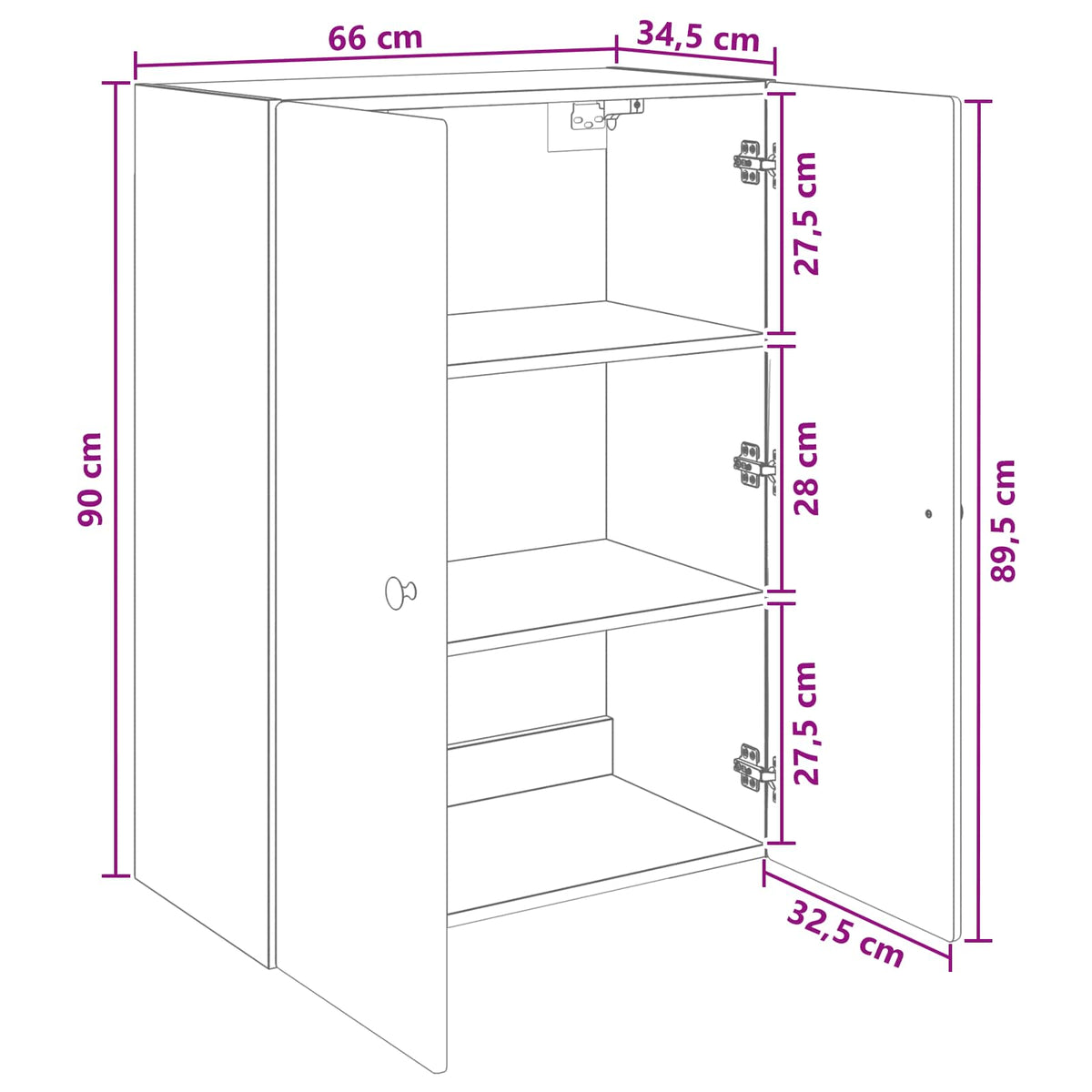 Vægmonteret skab 66 x 34,5 x 90 cm Konstrueret træ Grå Sonoma
