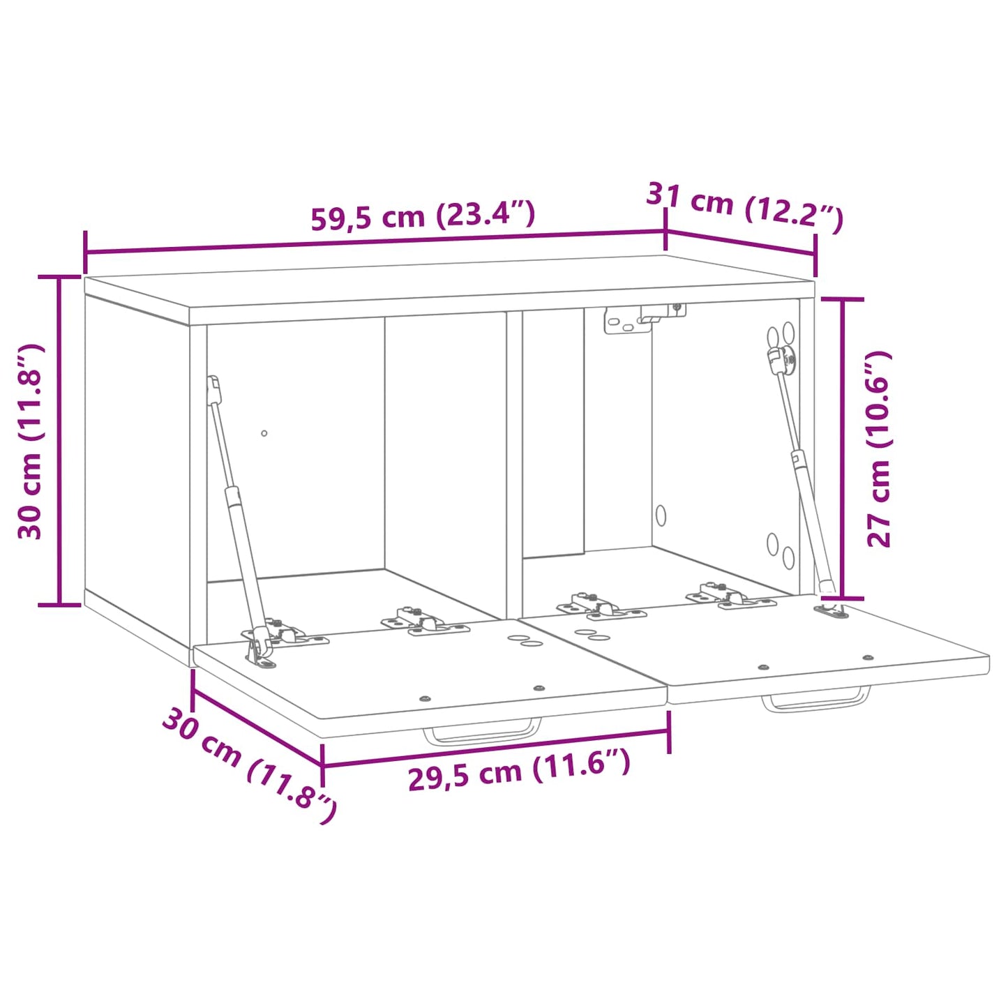 Væghængt TV-skab Gammelt træ 59,5 x 31 x 30 cm Konstrueret træ