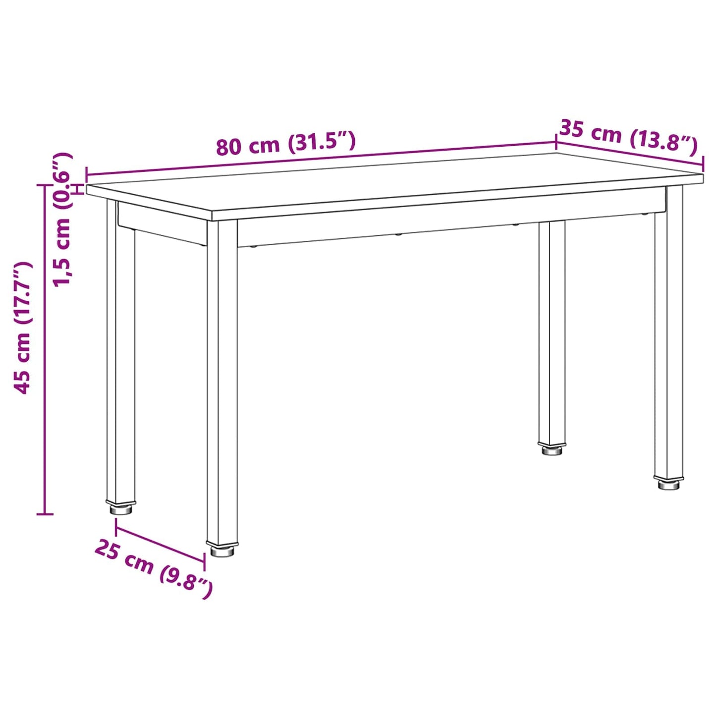 bænk Naturfarvet 80 x 35 x 45 cm Massiv fyrretræ