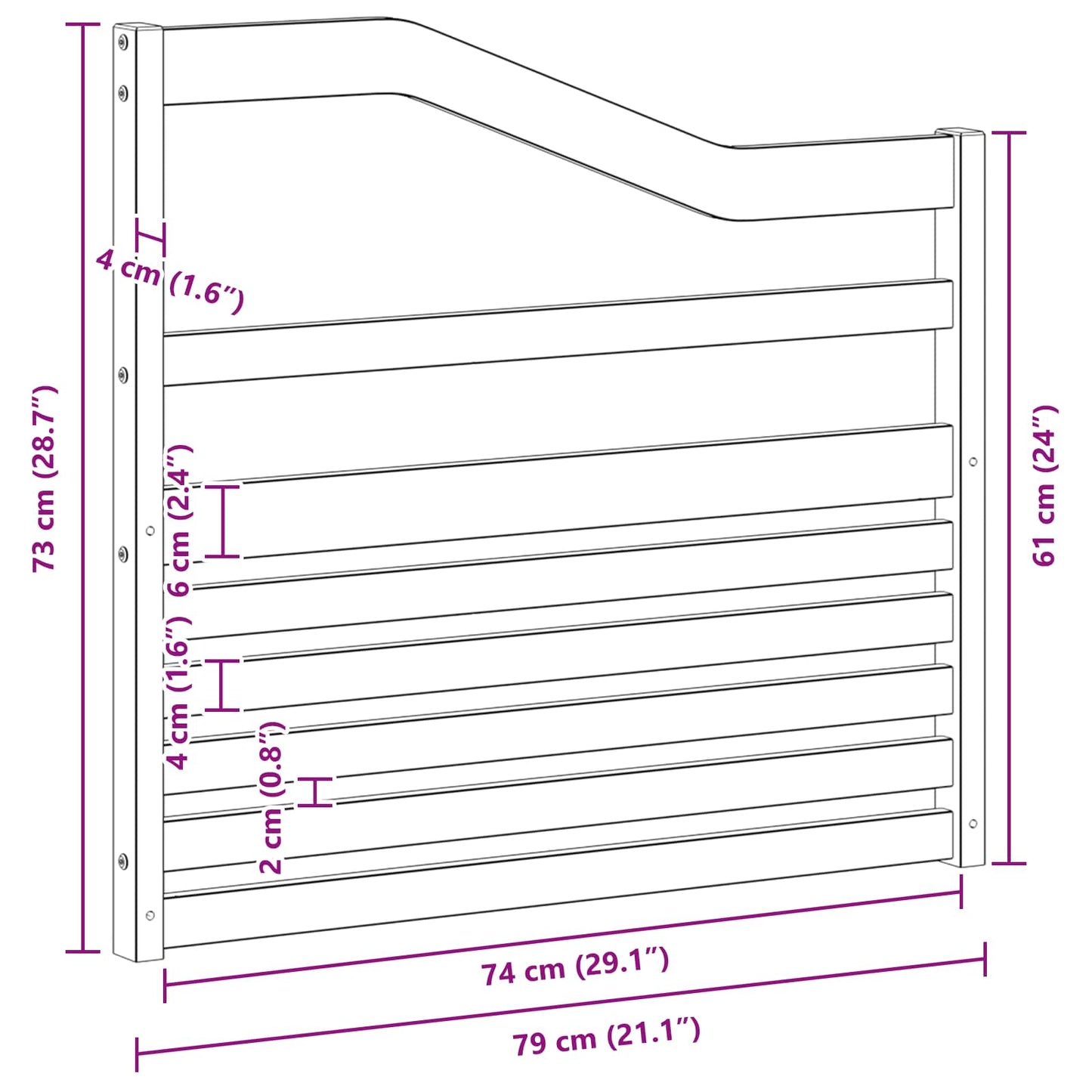 Armstøtte Modul 2 stk. Hvid 79 x 4 x 73 cm Massivt Akacietræ