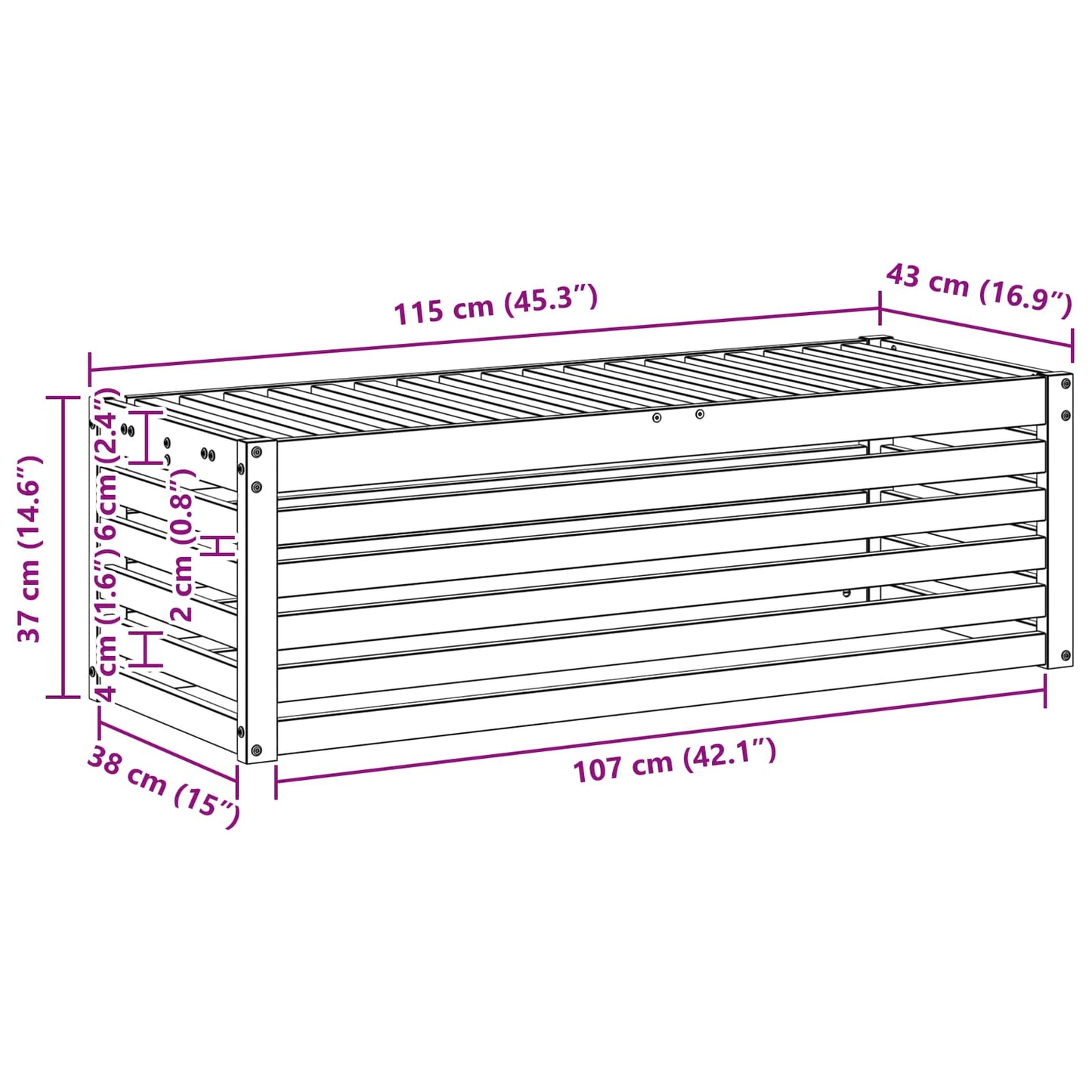Udendørs Skammel Bænk Hvid 115 x 43 x 37 cm Massivt Akacietræ
