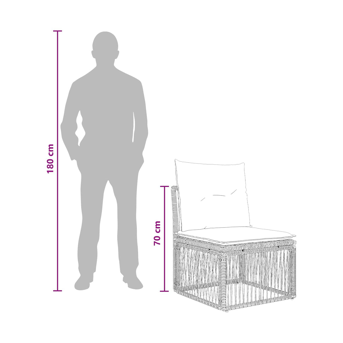 Armløs sofa enhed Beige polyrattan