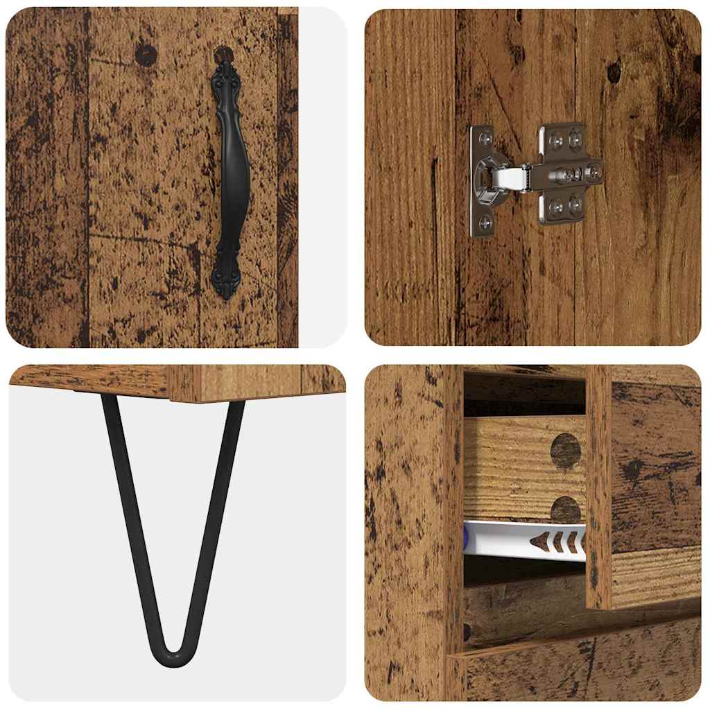 Highboard 2 stk. Gammelt træ 69,5 x 34 x 180 cm Konstrueret træ