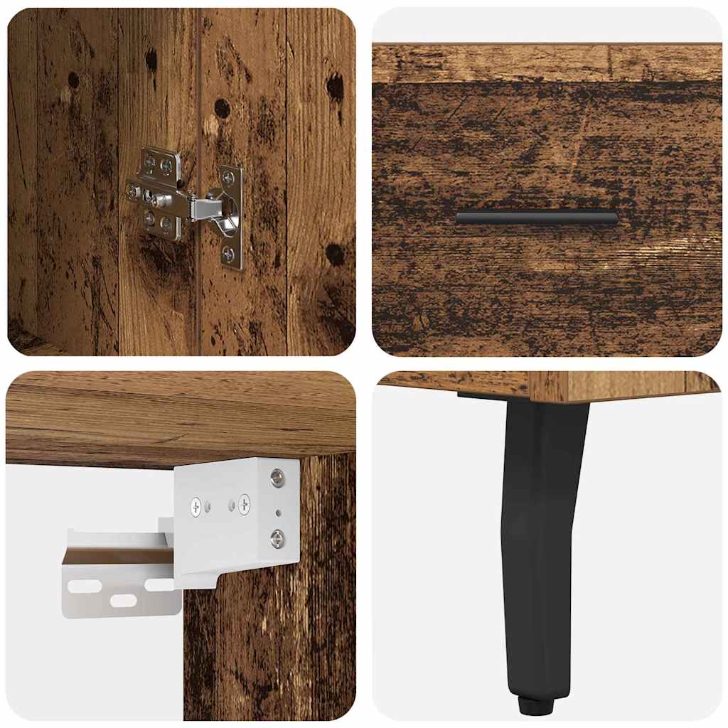 Highboard 2 stk. Gammelt træ 69,5 x 34 x 180 cm Konstrueret træ