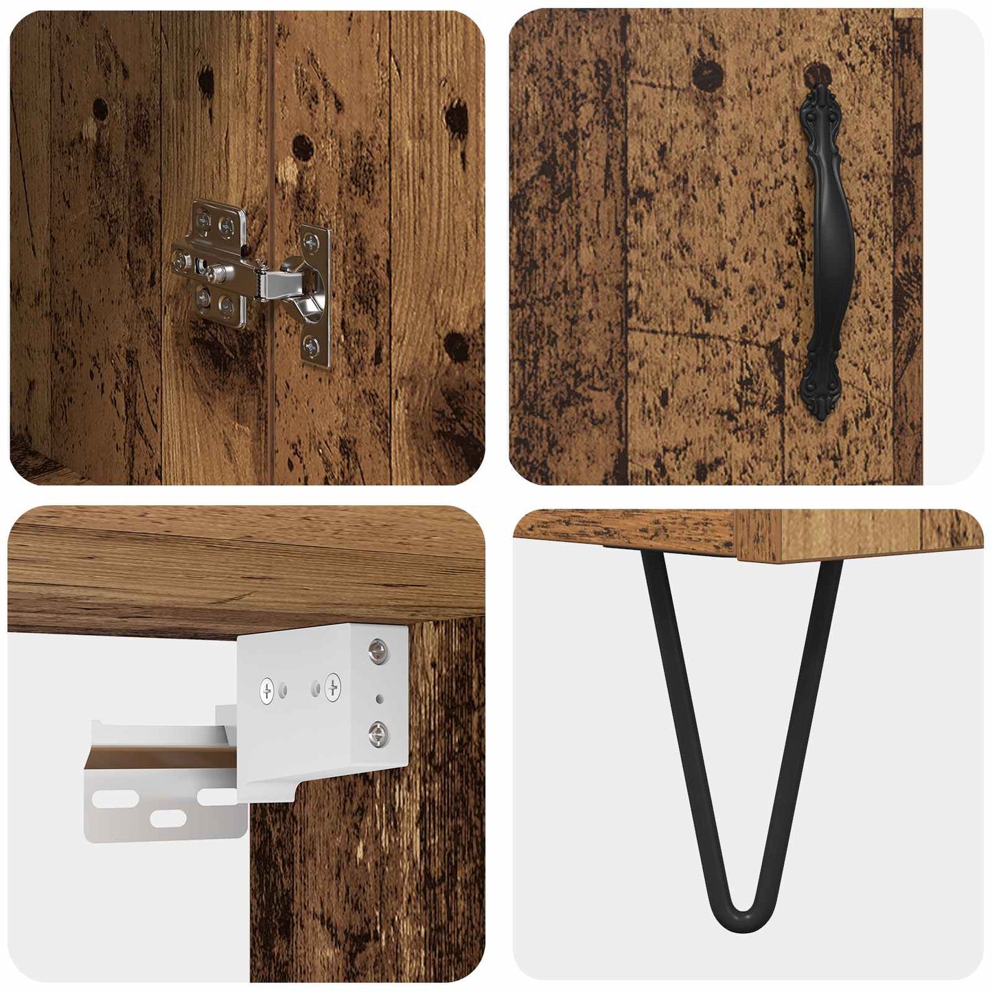 Highboard 2 stk. Gammelt træ 69,5 x 34 x 180 cm Konstrueret træ