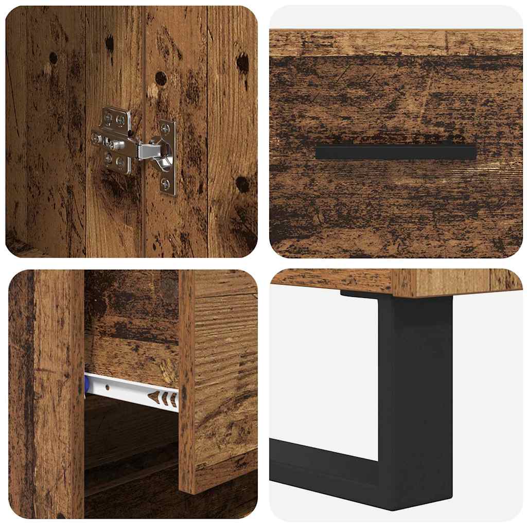Highboard 2 stk. Gammelt træ 69,5 x 34 x 180 cm
