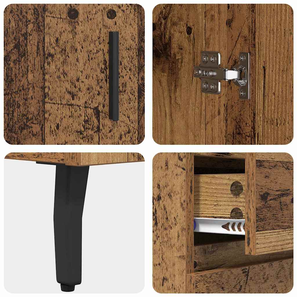 Highboard 2 stk. Gammelt træ 69,5 x 32,5 x 180 cm