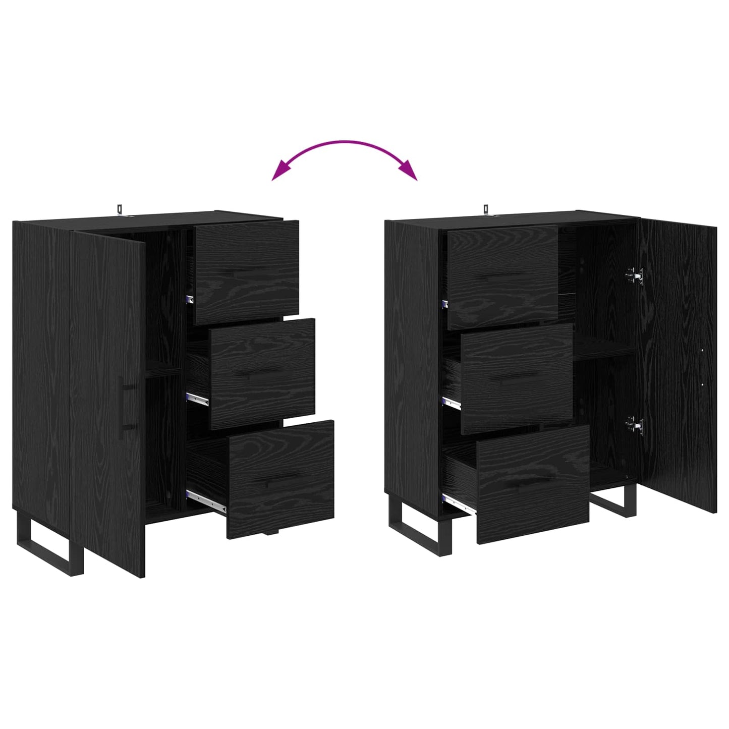 Highboard 2 stk. Sort eg 69,5 x 34 x 180 cm Konstrueret træ