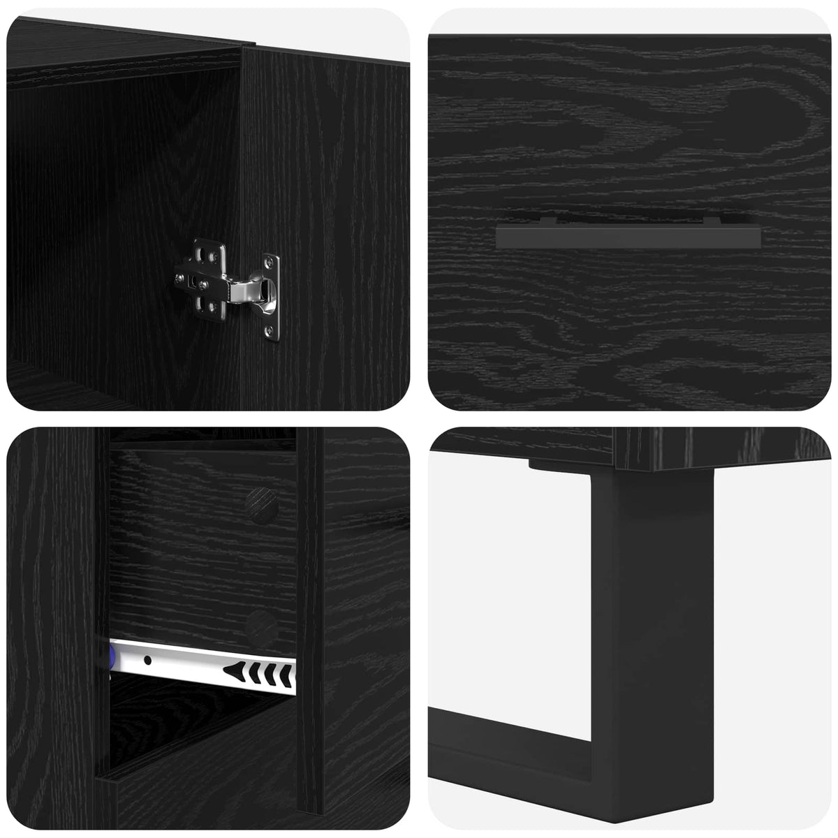 Highboard 2 stk. Sort eg 69,5 x 34 x 180 cm Ingeniørtræ og glas