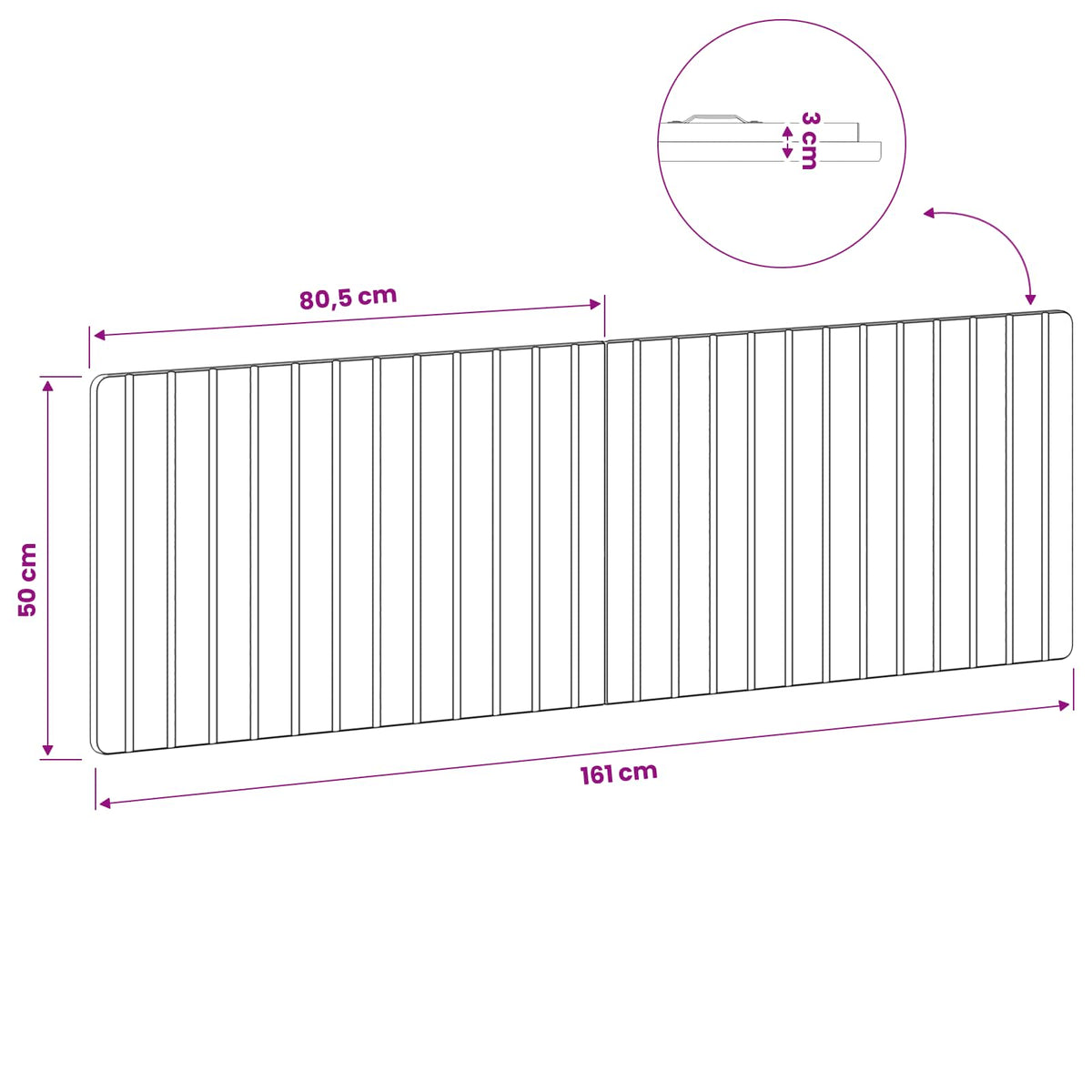 Væghængt hovedgærde ZWOLLE Sort Konstrueret træ