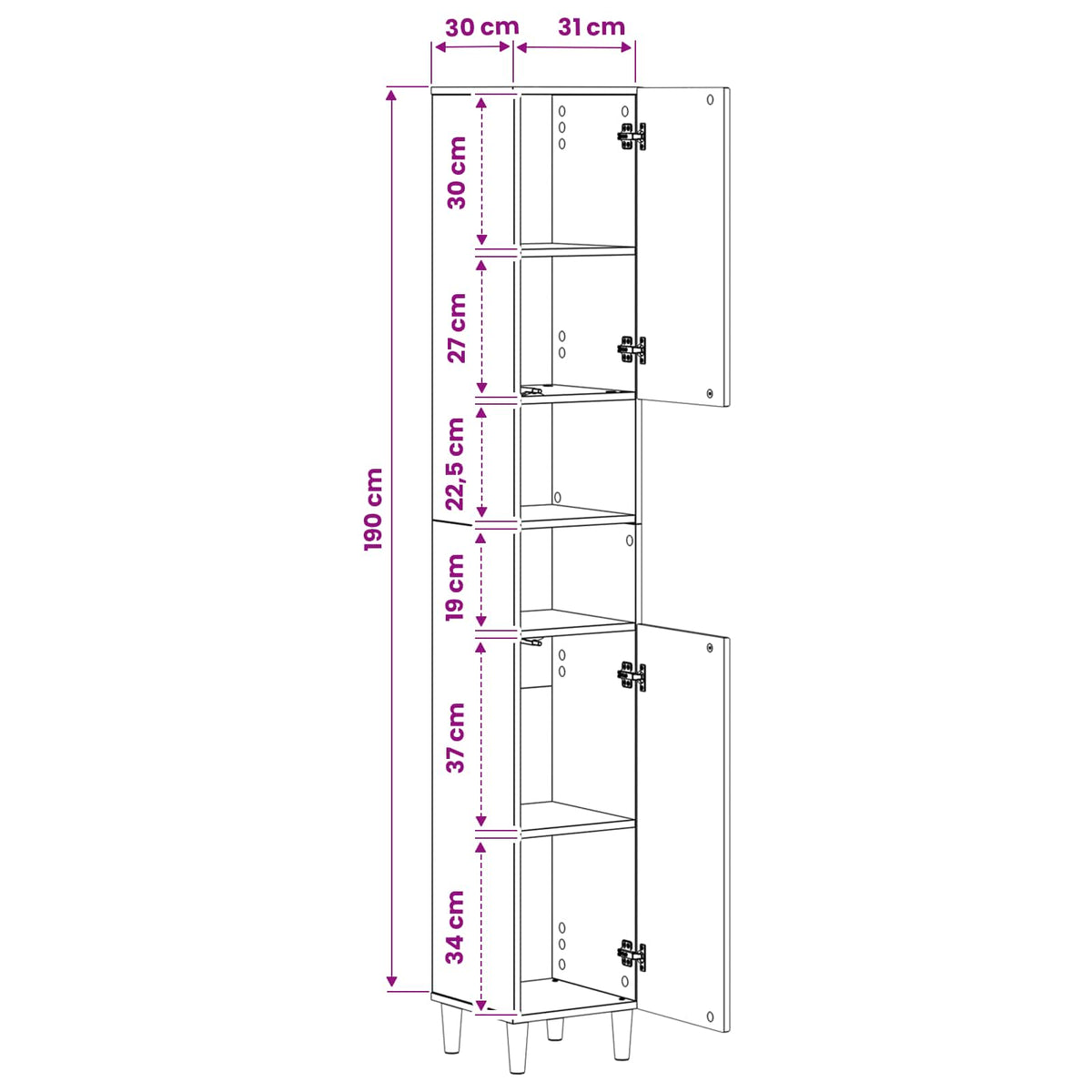 Badeværelsesskab med Åben Hylde ARNHEM Gammelt træ
