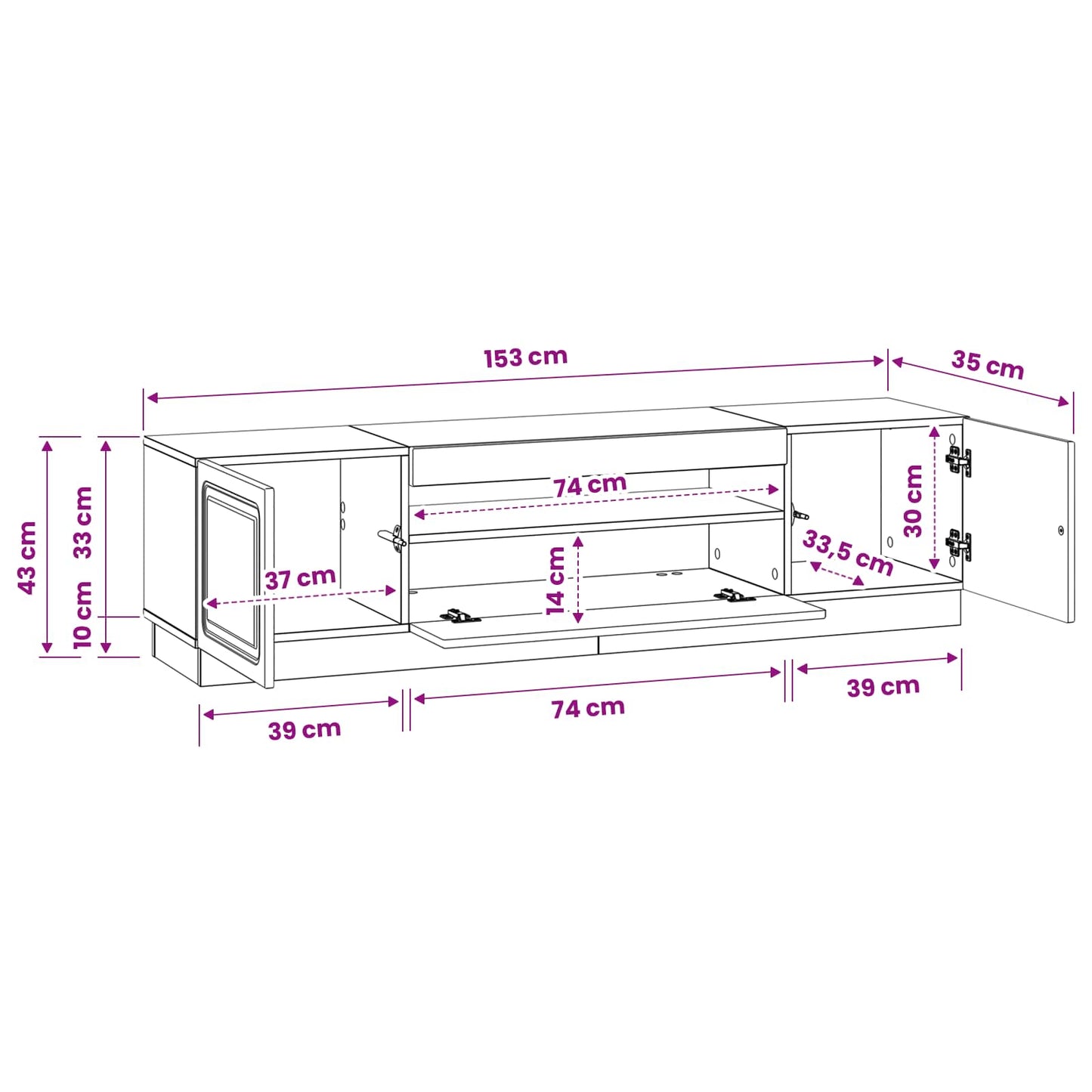LED TV-skab Gammelt træ Konstrueret træ
