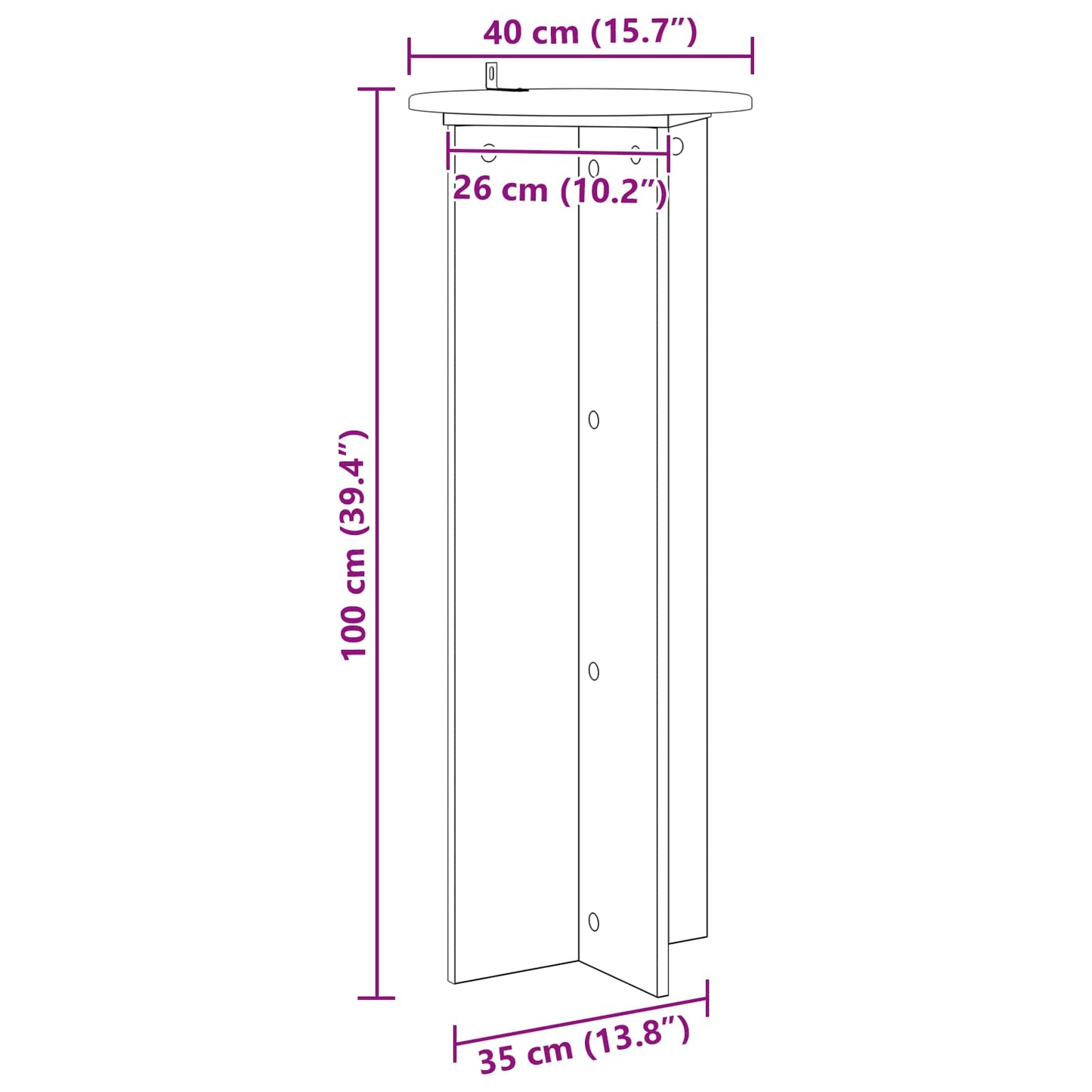 Planteholder 2 stk. Betongrå Ø40 x 100 cm Konstrueret træ