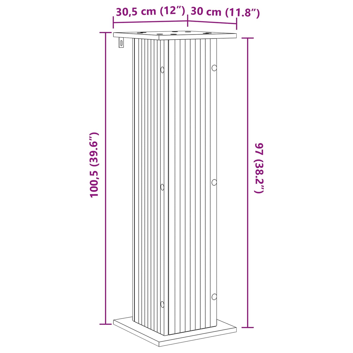 Planteholder 2 stk. Hvid højglans 30,5 x 30 x 100,5 cm