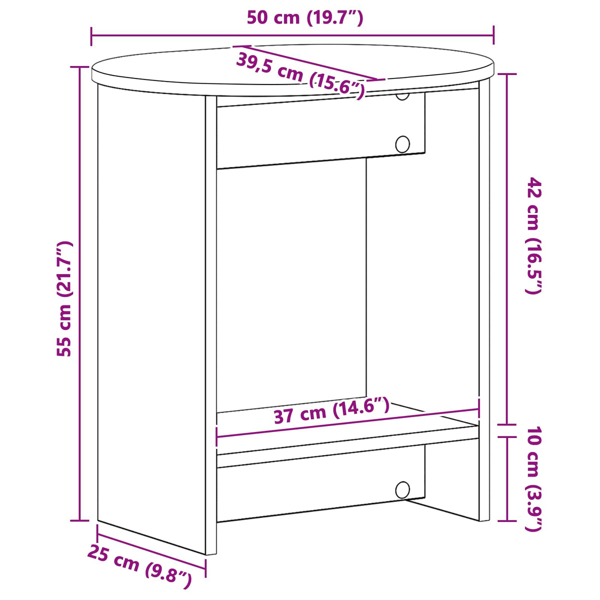Sidebord Artisan-eg 50 x 39,5 x 55 cm Konstrueret træ