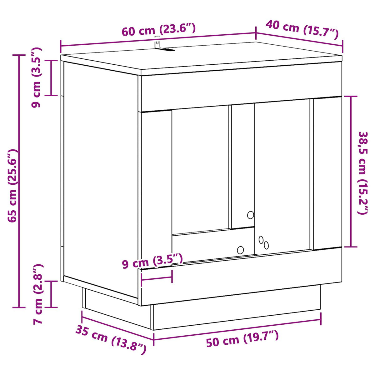 Sidebord Gammelt træ 60 x 40 x 65 cm Konstrueret træ