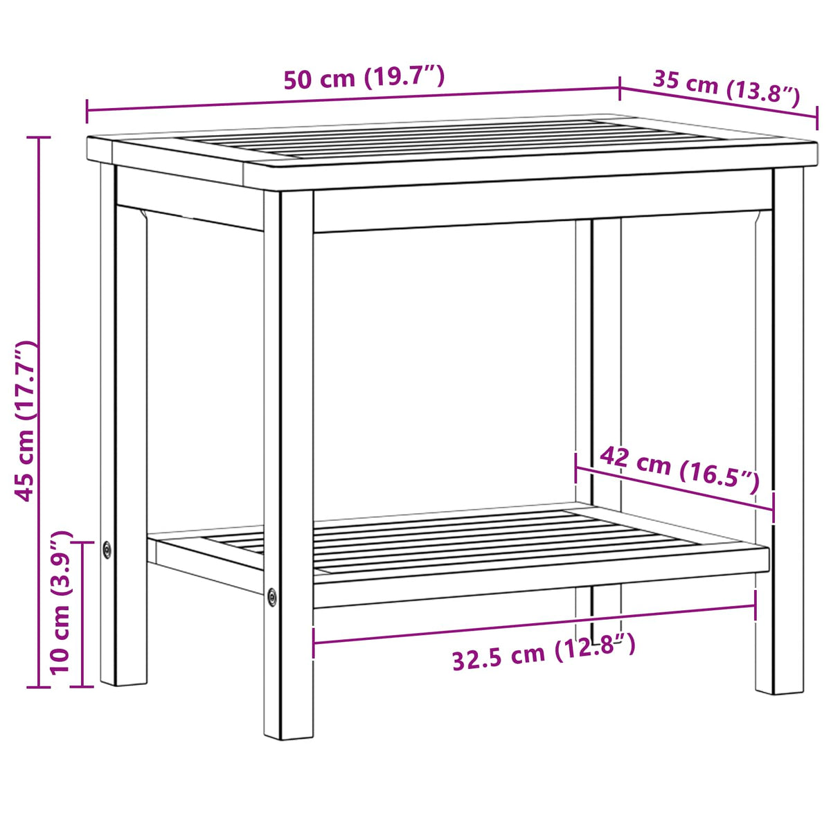 Sidebord Olie Naturlig 50 x 35 x 45 cm Massivt Akacietræ